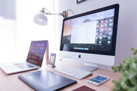 desk and computer